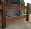 T/Pine 150x150 post & 200x50 rail, stained
